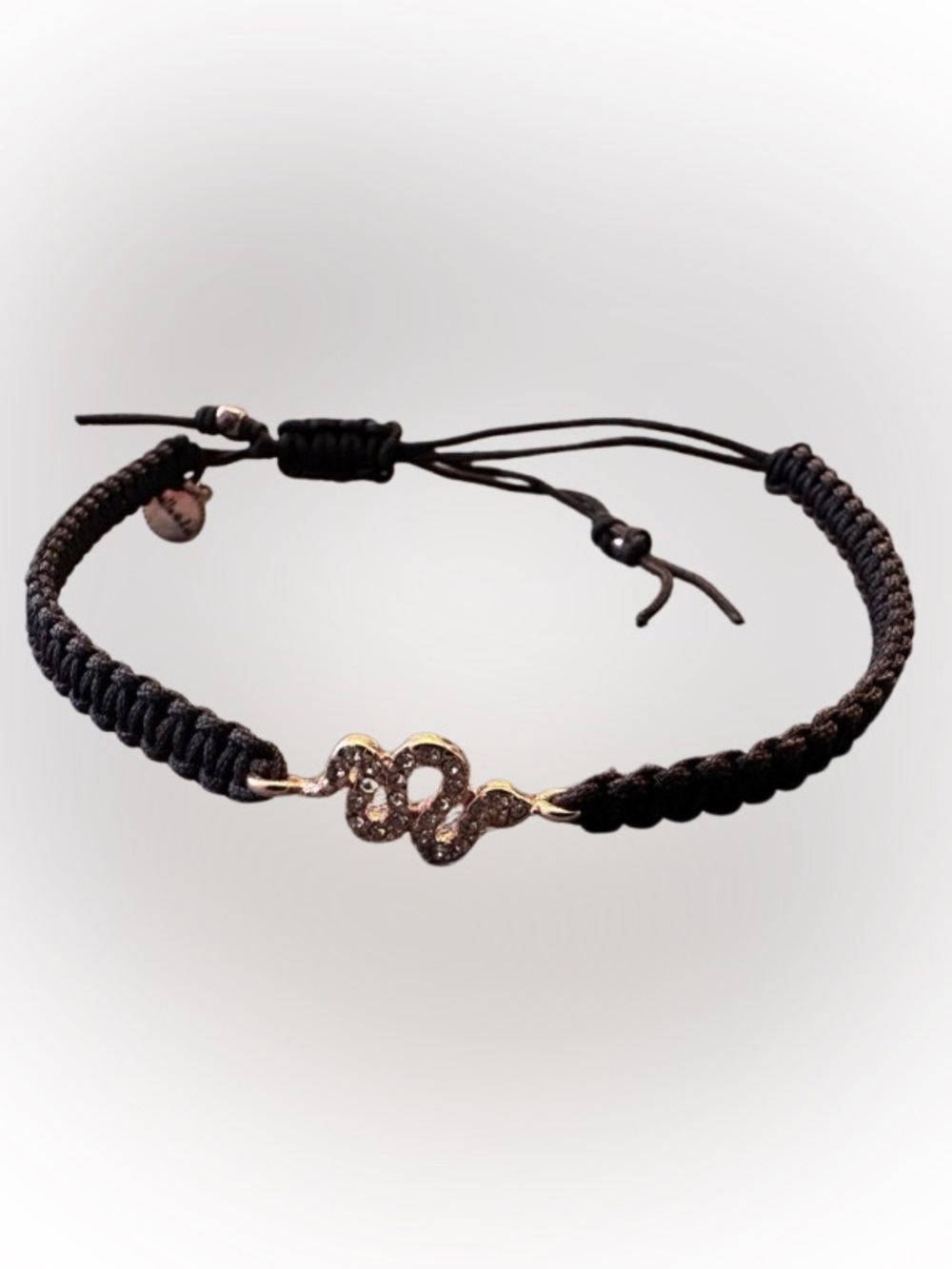 Stella & Dot Black Braided Bracelet with gold Snake Charm